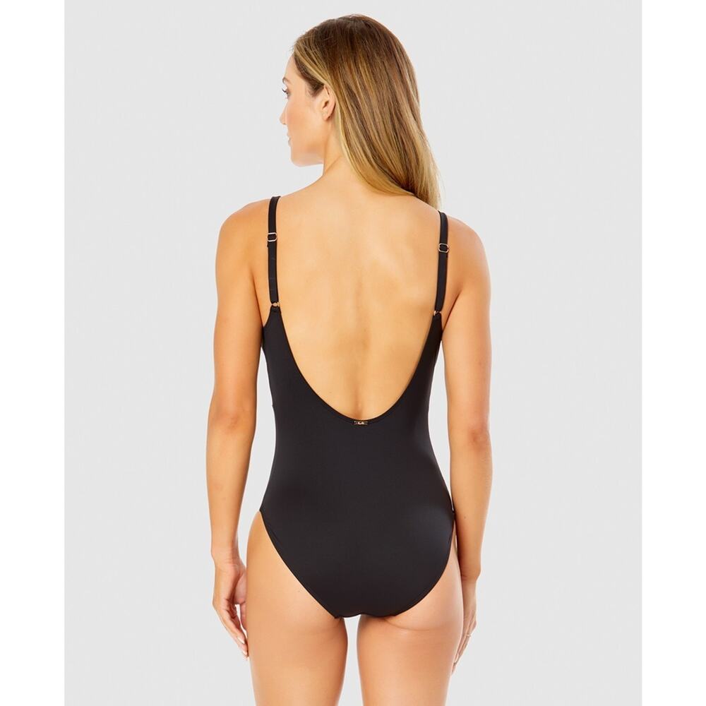 Anne Cole Women's Plunge-Neck Twist-Front One-Piece Swimsuit Black Size 16 1293 - Picture 2 of 2